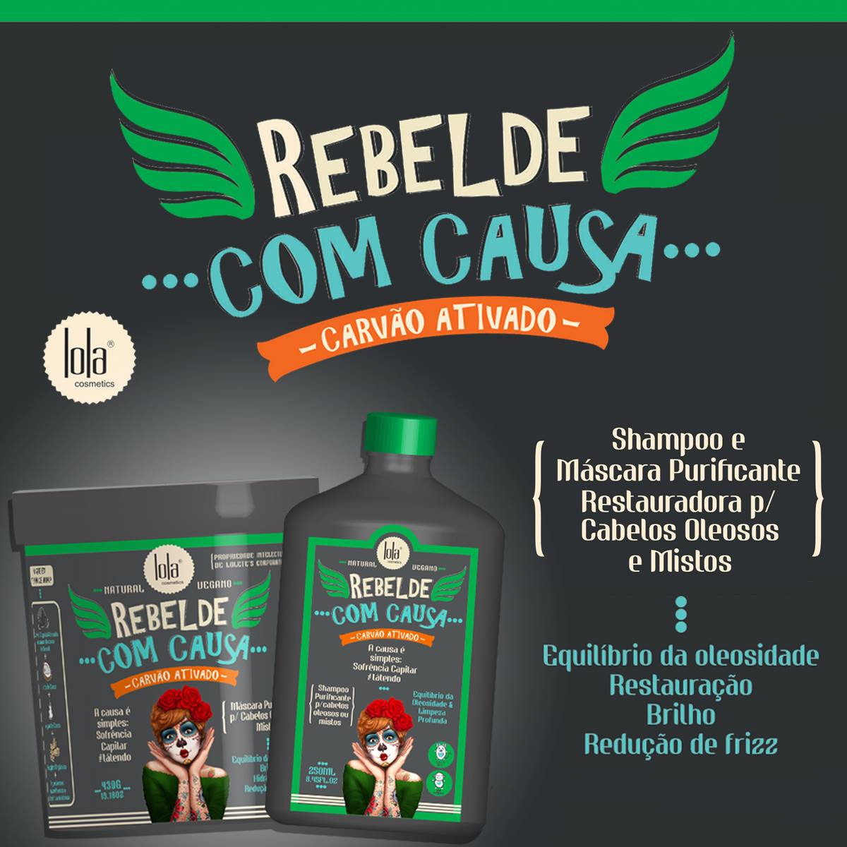 Máscara Purificante Restauradora Lola Rebelde Com Causa 430g